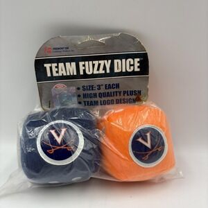 Virginia Cavaliers Plush Fuzzy Dice One Size Orange Navy NCAA Fremont Die
